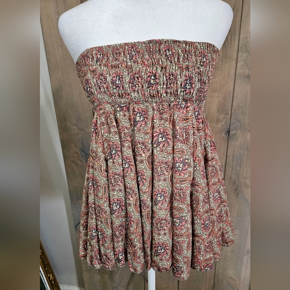 PAANI Smocked Paisley Print Skirt/tube Top. Pink/sage Multi. Size Small NWOT - Picture 12 of 15